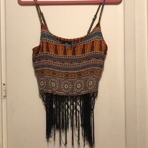 Crop fringe tank top